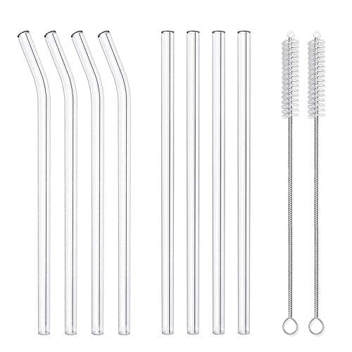 8 Pack Reusable Glass Drinking Straws - 10