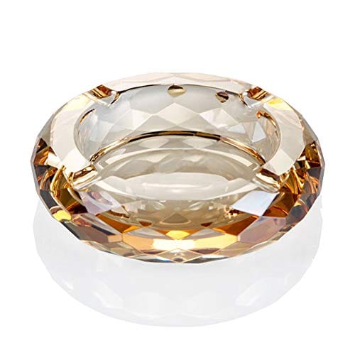 Crystal Glass Ashtray, Cigar Cigarettes Ashtray Holder Home Office Desktop Tabletop Decoration,Crystal Gold