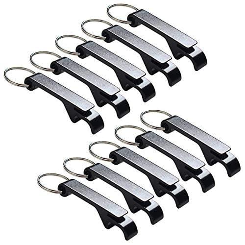 IDOXE 10pcs Aluminum Black Bottle Opener Keychain Beer Pocket Bulk for Men Women Helper for Wedding Kitchen Gift (Black 10pcs)