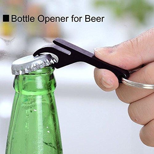 IDOXE 10pcs Aluminum Black Bottle Opener Keychain Beer Pocket Bulk for Men Women Helper for Wedding Kitchen Gift (Black 10pcs)