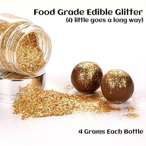 INOCERIS Edible Glitter Luster Dust for Drinks, Food Grade Vegan Shimmer Sparkle Gold Brew Glitter Dust for Wine Cocktails Champagne