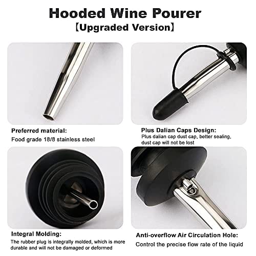 12PCS Liquor Pourers, Stainless Steel Speed Pourers Tapered Spout, Wine Pourers with Hooded Dust Caps, Suitable for About 0.75inch Bottle Mouth