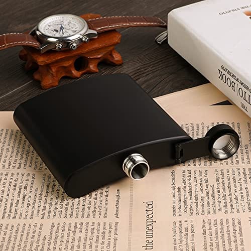 10 pcs Hip Flask for Liquor Matte Black 6oz Stainless Steel Leakproof with 10 pcs Funnel for Camping, Wedding Party