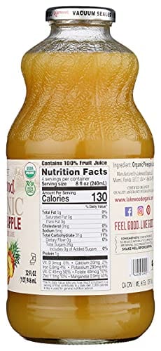 Lakewood Pure Pineapple, Fresh Pressed, 32 Fl Oz (Pack of 6)