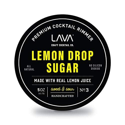 LAVA Premium Lemon Drop Sugar Cocktail Rimmer, All Natural Rimmer Sugar, Sweet & Sour, Real Lemons, Pure Cane Sugar, No Silicon Dioxide, with Easy Screw-On Lid - 5oz