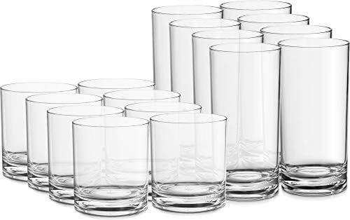 Leraze Elegant Acrylic Drinking Glasses Set Of 16 Attractive Clear Advanced Mixology 1231