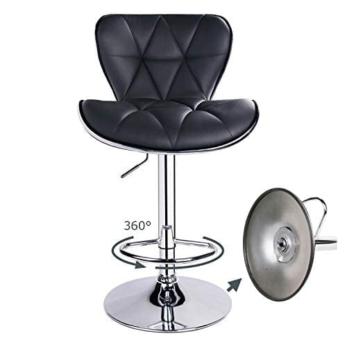 Leader Shell Back Bar Stools Set of 2, Adjustable Bar Stool with Back , Swivel Barstools (Black)