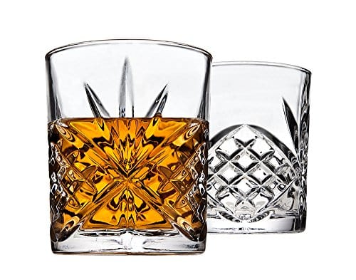 Whiskey Decanter Set with 2 Old Fashioned Whisky Glasses for Liquor Scotch Bourbon or Wine - Irish Cut Triangular