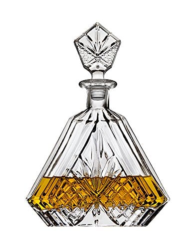 Whiskey Decanter Set with 2 Old Fashioned Whisky Glasses for Liquor Scotch Bourbon or Wine - Irish Cut Triangular