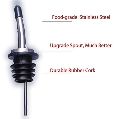 Liquor Pour Spouts Set - Stainless Steel bottle spout and Liquor Pourers Dust Caps Covers (7+7)