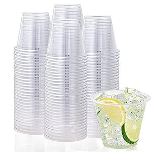 Prestee Small Clear Plastic Cups, 5 oz. 100 Pack, Hard Disposable Cups,  Plastic Wine Cups, Plastic Cocktail Glasses, Plastic Drinking Cups, Plastic