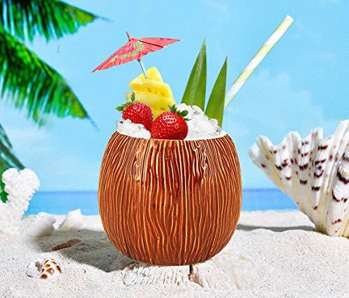 Ceramic Mug Set of 2, Coconut Shape Mug For Gifts Cups And Mugs Collections New Year Decoration Tiki Mug (520ml/17oz) (2)