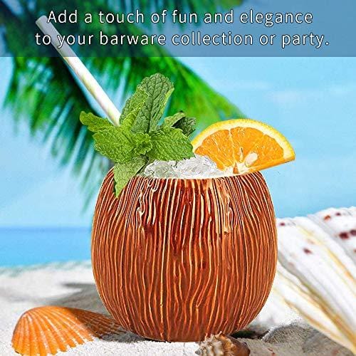 Ceramic Mug Set of 2, Coconut Shape Mug For Gifts Cups And Mugs Collections New Year Decoration Tiki Mug (520ml/17oz) (2)