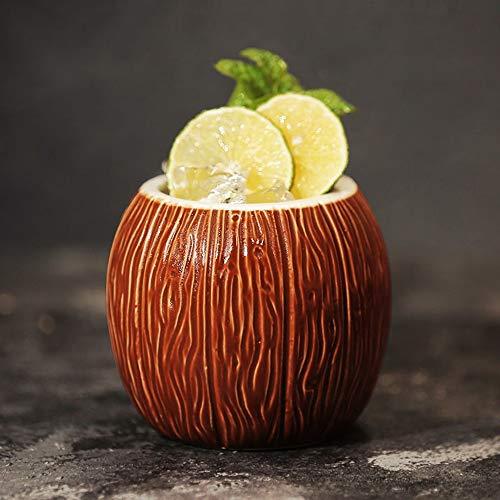 Ceramic Mug Set of 2, Coconut Shape Mug For Gifts Cups And Mugs Collections New Year Decoration Tiki Mug (520ml/17oz) (2)