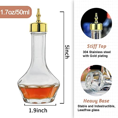 LINALL Bitters Bottle Set of 3 - 1.7oz/50ml Dasher Bottles with Stainless Steel Gold Rose Gold and Matte Black Dasher Top Professional Bar Tool for Making Craft Home Bar and Restaurant