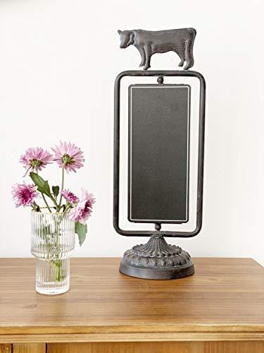 Rustic Farmhouse Tabletop Chalkboard Sign,Metal Frame Decorative Chalkboard on Stand - Black 16