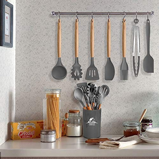 Berglander Stainless Steel Cooking Utensils Set, 13 Pieces Kitchen Utensils Set, Kitchen Tools Set with Utensil Holder Non-Stick and Heat Resistant,di