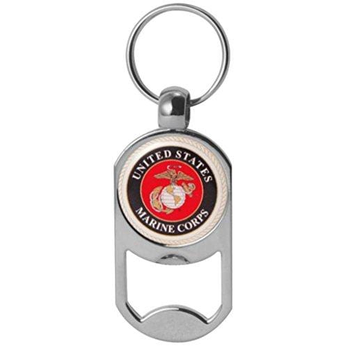 Mitchell Proffitt US Marine Corps Crest Dog Tag Bottle Opener Military Keychain 1-1/8 Inch by 2 Inches
