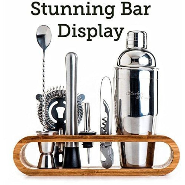 Cocktail Mixology Bartenders Kit with Rustic Wood Stand - 11 Piece Bar —  CHIMIYA