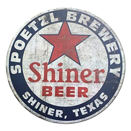 Shiner Beer Shiner Texas Vintage Style Round Tin Sign Metal Sign Metal Decor Wall Sign Wall Poster Wall Decor Door Plaque TIN Sign 12X12 INCH