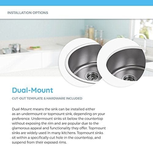 465 18-Gauge Dual-Mount Single Bowl Stainless Steel Bar Sink