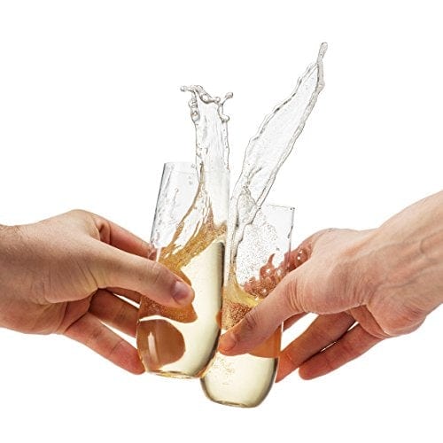 36 Pack Stemless Plastic Champagne Flutes Disposable 9 Oz Clear Plastic Toasting Glasses Shatterproof Recyclable and BPA-Free