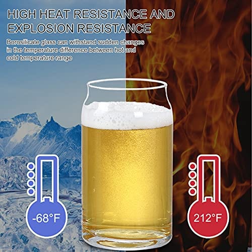 16 oz Beer Glasses, 6 Pack Beer Can Glass Pint Drinking Glass Cups With Straws, Suitable for juice, beer, soda, iced drinks and cocktails