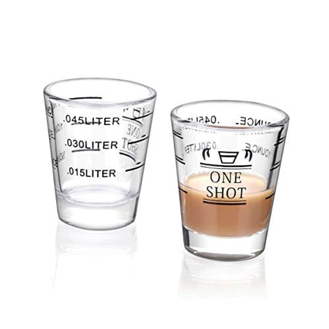 Shot Glasses Measuring cup Espresso Shot Glass Liquid Heavy Glass Wine  Glass 2 Pack 26-Incremental Measurement 1oz, 6 Tsp, 2 Tbs, 30ml (Black and  Red)