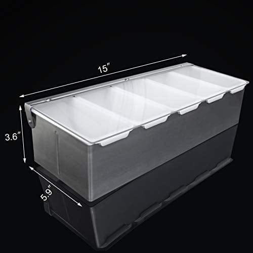 New Star Foodservice 48032 Stainless Steel Condiment Dispenser with 5 Compartments (NO ICE TRAY INCLUDED)