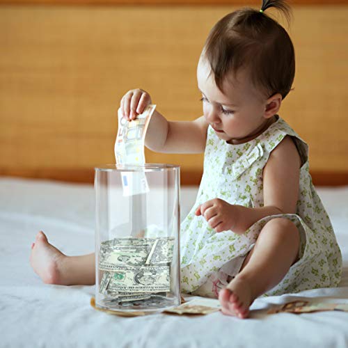 Advanced Mixology Clear Piggy Bank for Boys Girls Kids Adult Gift, Unopenable Acrylic Saving Money Jar for Coin Cash Bills (Medium)