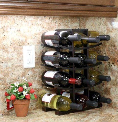 Oceanstar 12-Bottle Bamboo Wine Rack, Dark Espresso