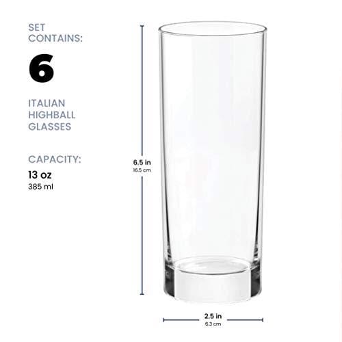 Paksh Novelty Italian Highball Glasses Set Of 6 Clear Heavy Base Tal Advanced Mixology 3451