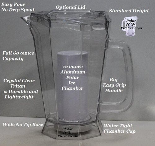 Polar ICE Pitcher with Aluminum Polar ICE Chamber (Crystal Clear/Brushed Aluminum Ice Chamber)