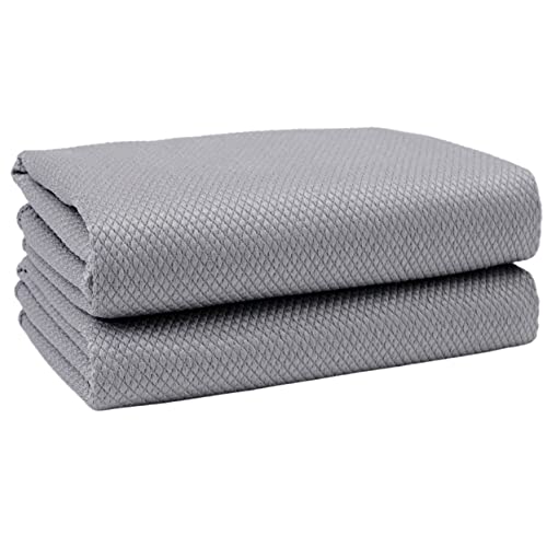 POLYTE Premium Microfiber Wine Glass Fine Polishing Towel (18x28, 2 Pack, Gray)