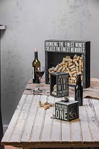 Primitives by Kathy Classic Black and White Cork Holder, 4.25 x 7.25 x 4.25-Inches, Bottle of Really Good Wine