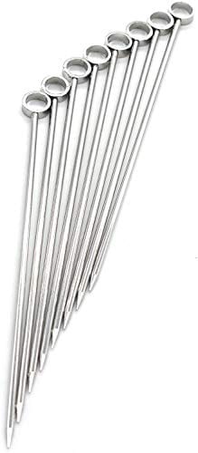 PuTwo Stainless Steel Martini Glass Cocktail Picks, 4.25Inch, Circle End of 8 Spears