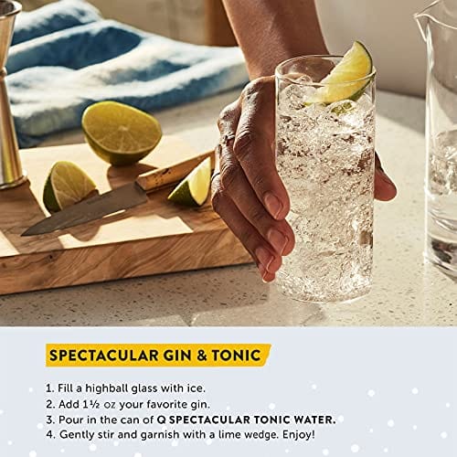 Q Mixers Tonic Water, Premium Tonic Water: Real Ingredients & Less Sweet, 7.5 Fl oz, (Only 45 Calories per Can) (Pack of 24)