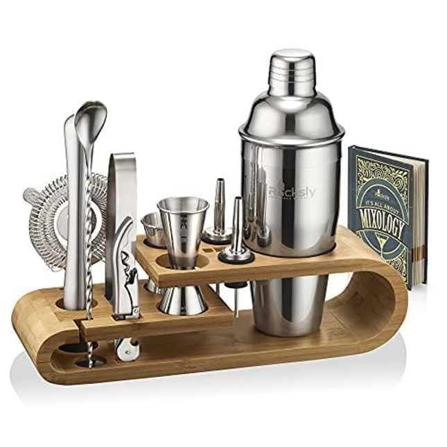 Royal Sips Premium Cocktail Shaker Set With Ice Ball Mold And Bamboo Stand  - Bar Tools And Bar Accessories - Bar Set Shakers Bartending Drink Mixer -  Drink Shaker Cocktail Set 