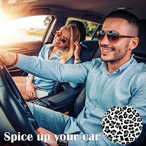 Car Coasters Pack of 2,Leopard Print Absorbent Ceramic Car Coasters,Drink Cup Holder Coasters,with A Finger Notch for Easy Removal(Grey)