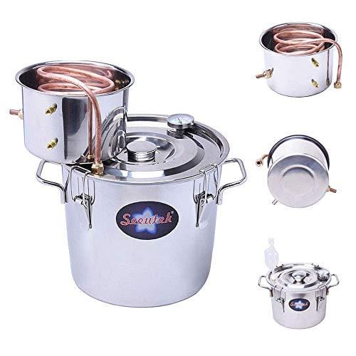 Seeutek Moonshine Still 3 Gal 12L Water Alcohol Distiller Spirits Kit Copper Tube Home Brew Wine Making Kit Oil Boiler Stainless Steel for DIY Whisky Brandy