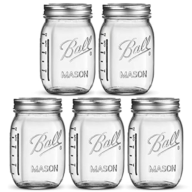NutriChef 16-Piece Glass Mason Jars with Lids and Bands - for Meal Prep,  Jam, Honey, and Favors (NCMSJ16)