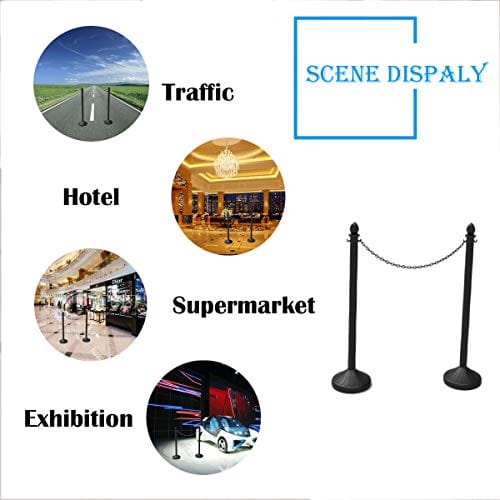 Crowd Control Stands Black Plastic Stanchion Posts Set Barrier with 5PCS 40