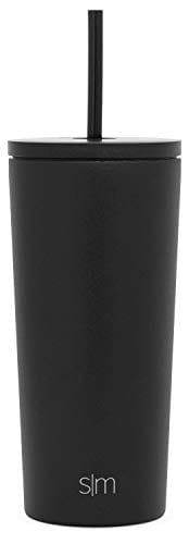 Simple Modern Insulated Tumbler with Lid and Straw | Iced Coffee Cup Reusable Stainless Steel Water Bottle Travel Mug | Spring Break Gifts For Her & Him | Classic Collection | 20oz | Midnight Black