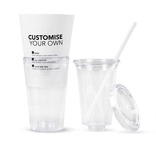 Customizable Eco-To-Go Double Wall Cold Travel Cup, 16 oz. Capacity To Go Cup, Clear