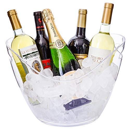 Ice Bucket Clear Acrylic 8 Liter Plastic Tub For Drinks and Parties, Food Grade, Holds 5 Full-Sized Bottles and Ice