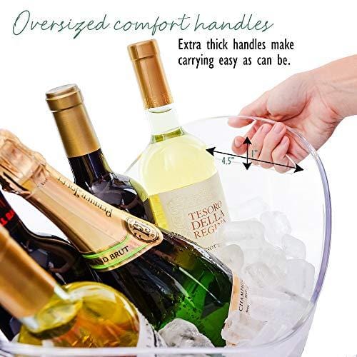 Ice Bucket Clear Acrylic 8 Liter Plastic Tub For Drinks and Parties, Food Grade, Holds 5 Full-Sized Bottles and Ice