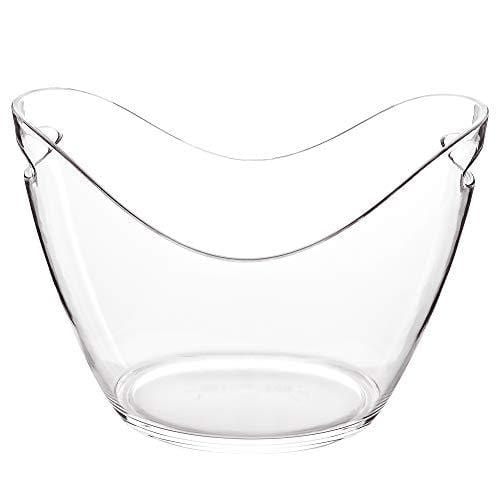 Ice Bucket Clear Acrylic 8 Liter Plastic Tub For Drinks and Parties, Food Grade, Holds 5 Full-Sized Bottles and Ice