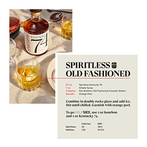 SPIRITLESS Kentucky 74 | Non-Alcoholic Bourbon Whiskey Spirit | Fully Distilled & Award-Winning Mocktail & Cocktail Ingredient | For Halfsies or Fully Spiritless | Non-GMO & Vegan | 700 ml Bottle