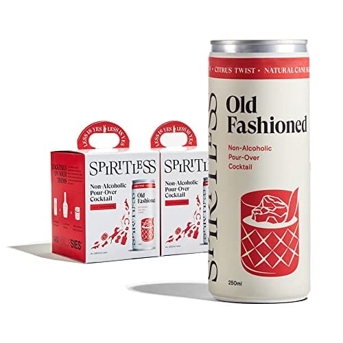 SPIRITLESS Old Fashioned | Non-Alcoholic Pour-Over Old Fashioned Cans | Ready to Drink or Mocktail & Cocktail Mixer | Non-GMO & Vegan | 45 Calories | 8.45 Fl Oz Cans (Pack of 12)