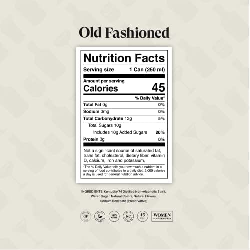 SPIRITLESS Old Fashioned | Non-Alcoholic Pour-Over Old Fashioned Cans | Ready to Drink or Mocktail & Cocktail Mixer | Non-GMO & Vegan | 45 Calories | 8.45 Fl Oz Cans (Pack of 12)